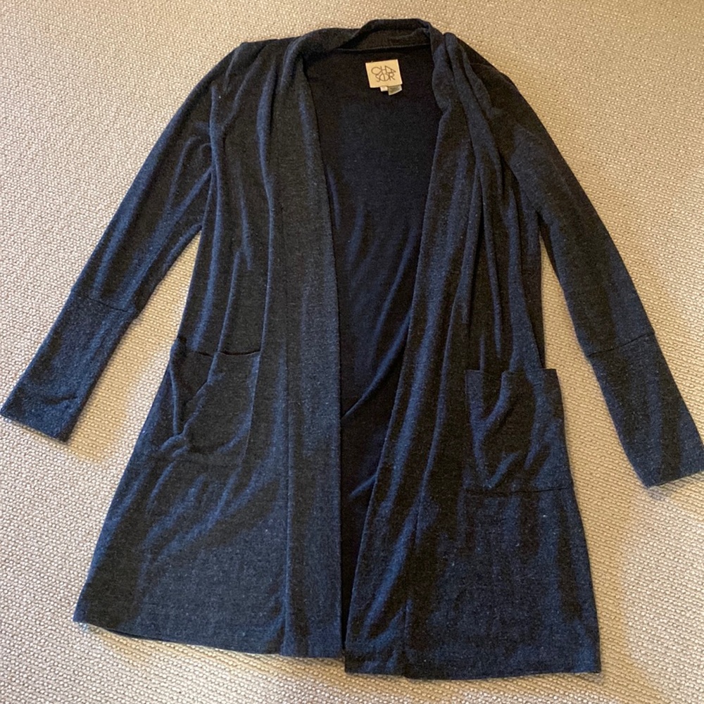 Chaser Long Grey Cardigan Sweater